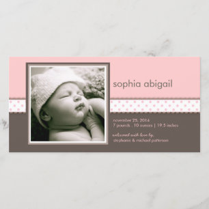 Anúncio doce do nascimento do bebé do rosa Brown