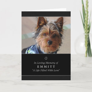 Anúncio Dog Sympathy Custom Photo Memorial Card - Black