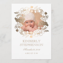 Anúncio Dourada Floral Wreath Sweet Baby Photo Birt