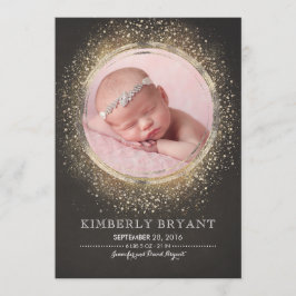 Anúncio Dourada Glitter Confetti Foil Frame Baby Girl Birt