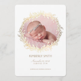 Anúncio Dourada Laurel Wreath White Newborn Foto do Bebê W