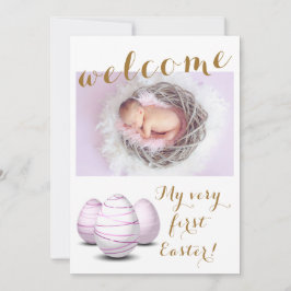Anúncio Dourada Minha Primeira Páscoa Bem-vinda Foto Bebê