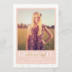 Anúncio Dourado da graduação dos confetes  