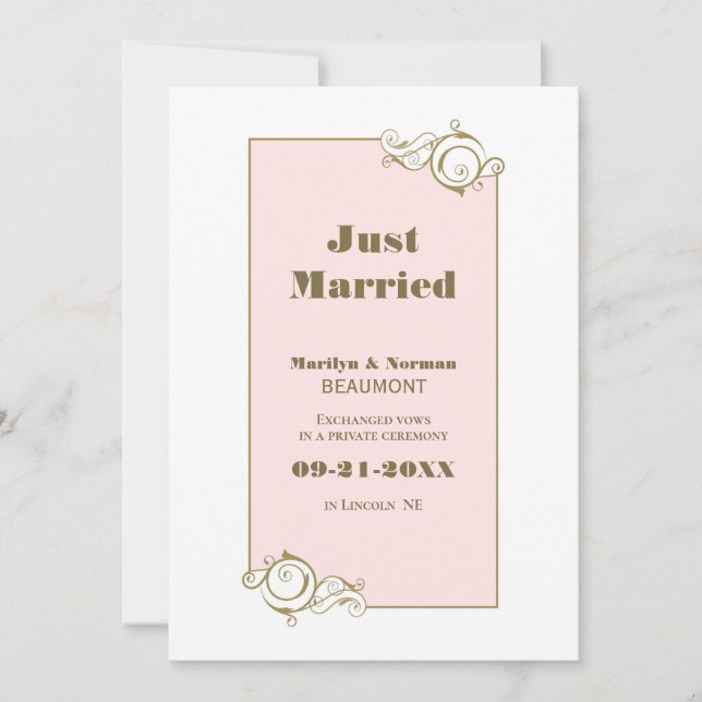 Anúncio Dourado de Casamento Rosa (Frente)