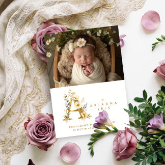 Anúncio Dreamy Floral A Initial Gold Glitter Newborn