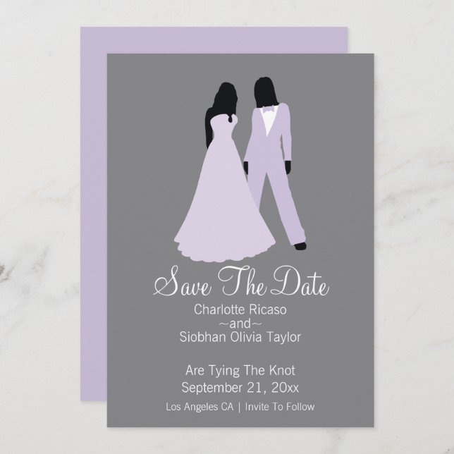 Anúncio Duas Noivas Guardam A Data De Casamento (Lilac E C (Frente/Verso)