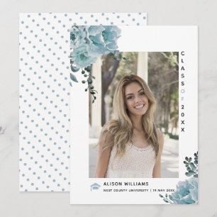 Anúncio Dusty blue flowers Class of 2023 graduation photo