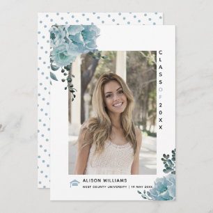 Anúncio Dusty blue flowers Class of 2023 graduation photo