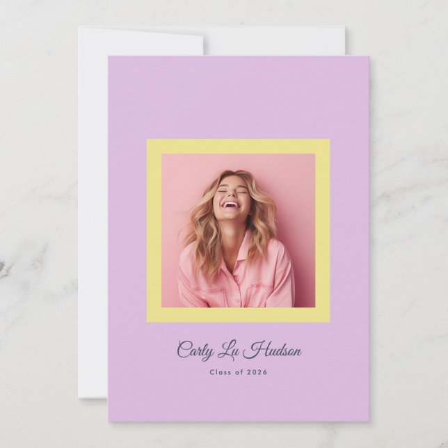 Anúncio Dusty Rose Minimal High School Photo Grad Frame (Frente)