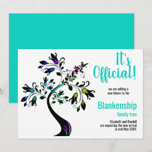 Anúncio É Oficial Estamos Esperando Árvore Florida Azul Tu