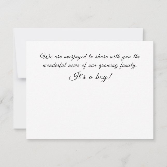 Anúncio É um menino! Revelação do Sexo do Bebê com Alegria (Verso)