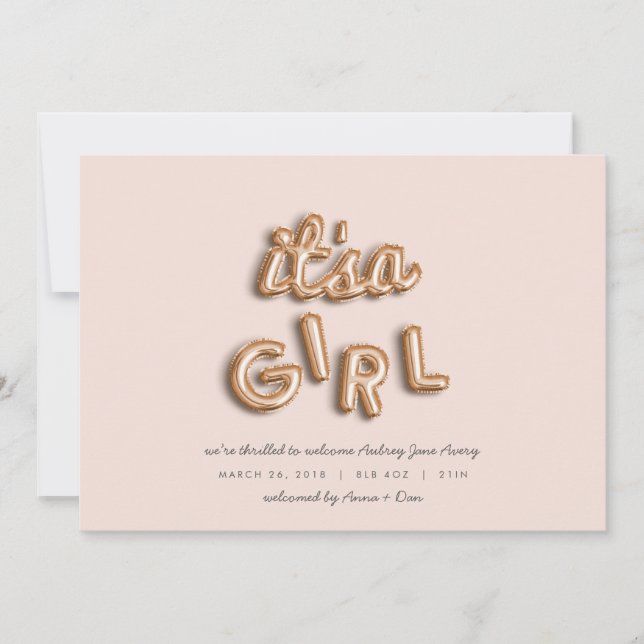 Anúncio é uma menina! Rosa ouro/TINTA (Frente)