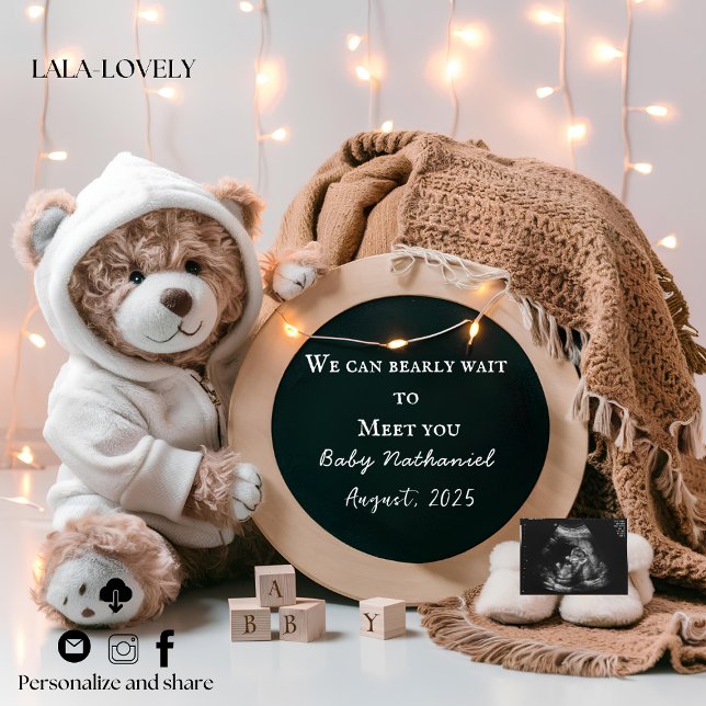 Anúncio Editable neutral pregnancy announcement card (Criador carregado)