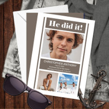 Ele Fez Uma Graduação Greige Minimalista Simples