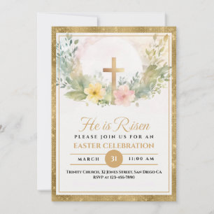 Anúncio Ele Ressuscitou Água-Forte Floral Páscoa, Religios