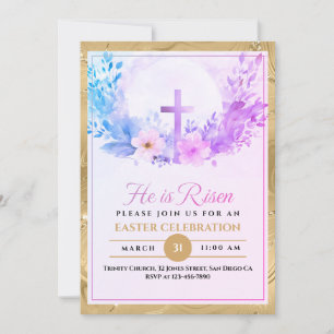 Anúncio Ele Ressuscitou Água-Forte Floral Páscoa, Religios
