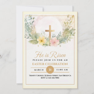 Anúncio Ele Ressuscitou Água-Forte Floral Páscoa, Religios