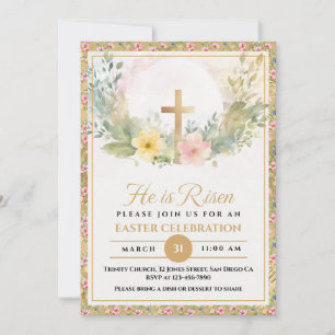 Anúncio Ele Ressuscitou Água-Forte Floral Páscoa, Religios
