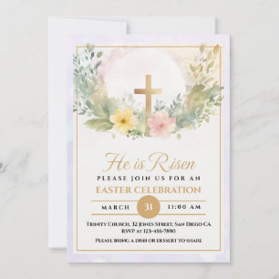 Anúncio Ele Ressuscitou Religioso Páscoa aquarela Floral