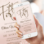 Anúncio Electronic Rose Gold 50th Birthday Mobile Invite<br><div class="desc">Celebrate in style with this elegant 50th birthday mobile invitation. This digital phone invite features a beautiful rose gold design, perfect for women who love classy and modern aesthetics. 📱 Designed for smartphones (vertical 9:16 format) Easily send your invitation via WhatsApp, iMessage, SMS, or email — no printing needed. ✨...</div>