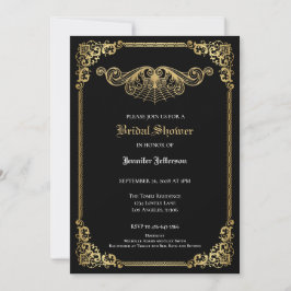 Anúncio Elegant black and gold Gothic Bridal Shower