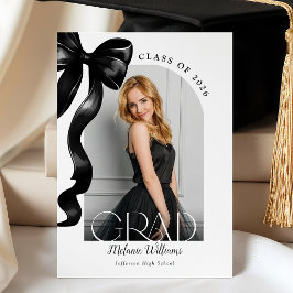 Anúncio Elegant Black Bow Graduation Announcement