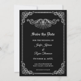 Anúncio Elegant black Gothic wedding save the date