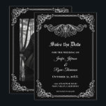 Anúncio Elegant black Gothic wedding save the date<br><div class="desc">This design can be personalized with your information. It may be further customized by choosing the click to "personalize" further option. You may change the text color and style. Please see more of this suite in my store. Contact me at mradamov@gmail.com or with message on zazzle if you wish to...</div>