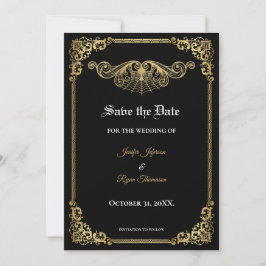 Anúncio Elegant gold Gothic wedding save the date