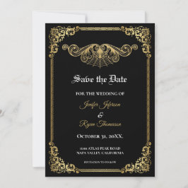 Anúncio Elegant gold Gothic wedding save the date