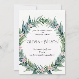 Anúncio Elegant Green Botanical Engagement Invitation