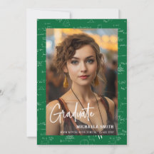 Elegant Green Math Script Photo Graduation 