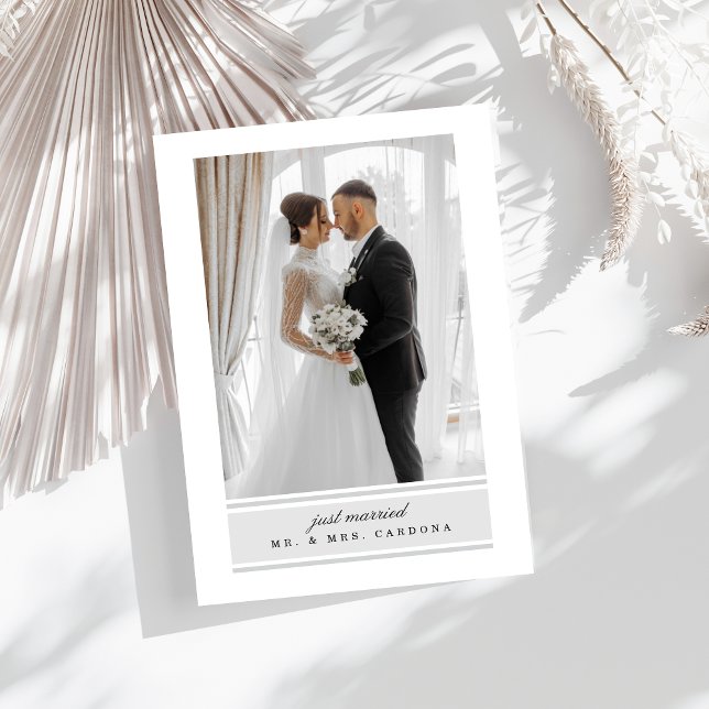 Anúncio Elegant Just Married Elopement Photo Announcement (Criador carregado)