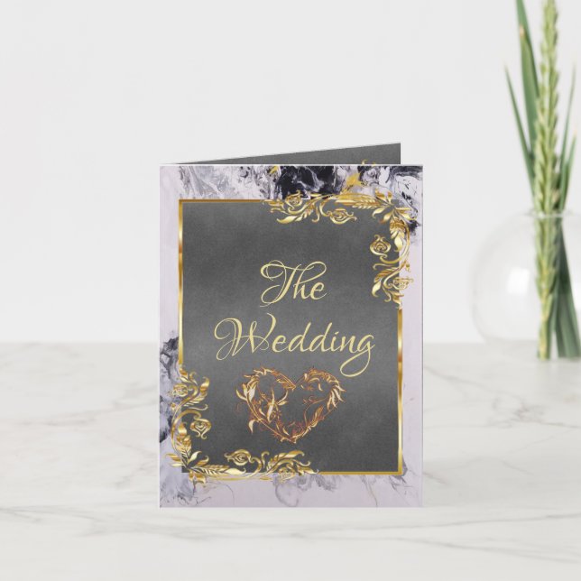 Anúncio Elegant Marble, Grey, Gold Frame, Gold Heart (Frente)