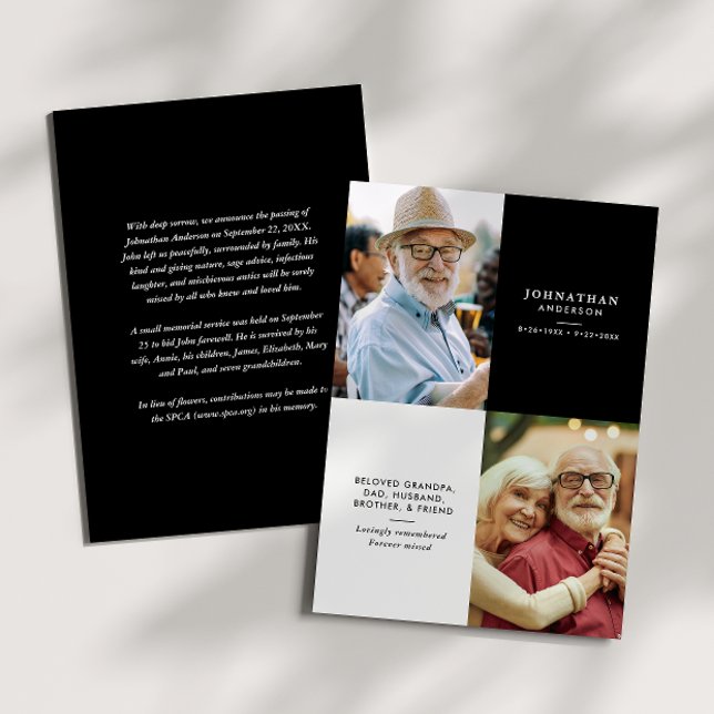 Anúncio Elegant Modern 2-Photo Printed/Downloadable Death (Criador carregado)