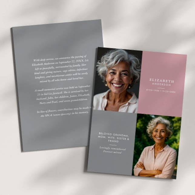 Anúncio Elegant Modern 2-Photo Printed/Downloadable Death (Criador carregado)