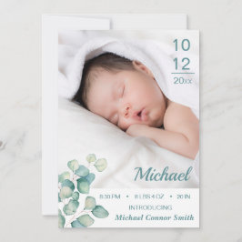 Anúncio Elegant Newborn Birth Stats Photo Card