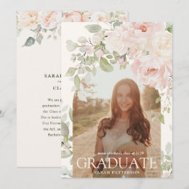 Anúncio Elegant Pink Floral Arch Photo Graduation