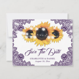 Anúncio Elegant Purple Floral Lace Sunflower Wedding