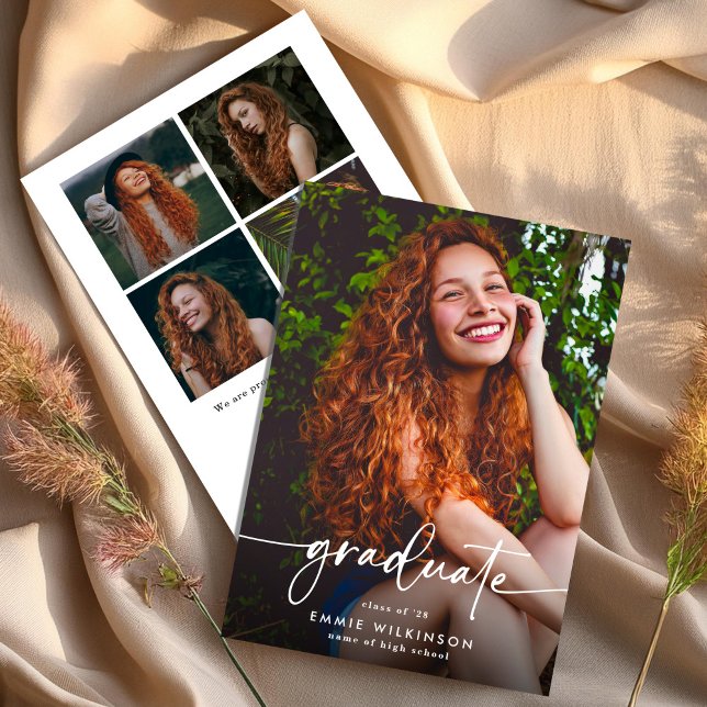 Anúncio Elegant Script Graduate 5 Photo Collage Graduation (Criador carregado)