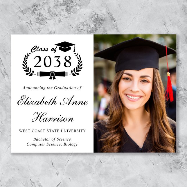 Anúncio Elegant Script Photo College Graduation (Elegant Script Photo College Graduation Announcement)