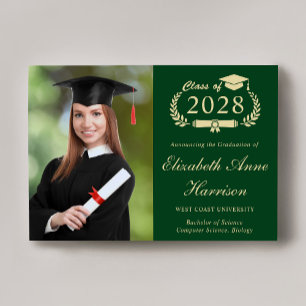Anúncio Elegant Script Photo Green College Graduation