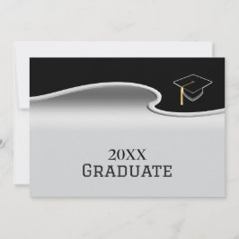 Anúncio Elegant Silver and Black with Photo Graduation