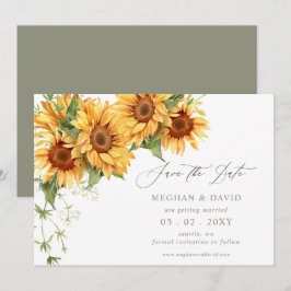 Anúncio Elegant Sunflowers Garden Floral Save the Date