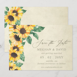 Anúncio Elegant Sunflowers Garden Floral Save the Date