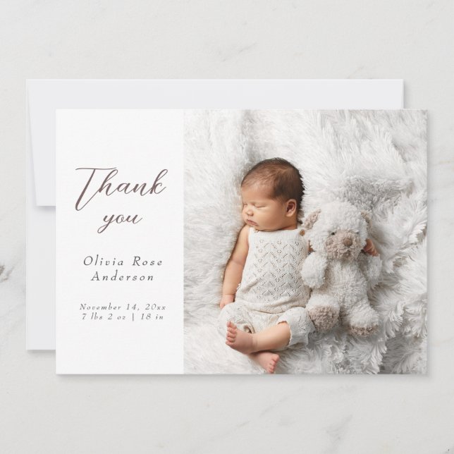 Anúncio Elegant Thank Baby Photos Modern Calligraphy Birth (Frente)