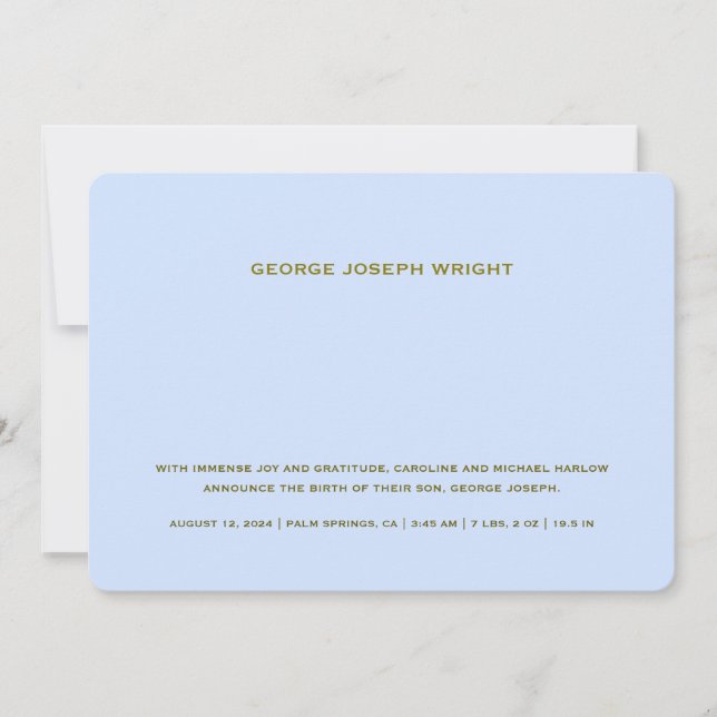 Anúncio Elegante Bebê Azul Nascido (Frente)