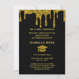 Anúncio Elegante Chic Preto e Dourado Formatura 2025