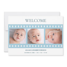 Elegante Classy Filmstrip Baby Boy Foto Azul Nasci