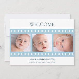 Anúncio Elegante Classy Filmstrip Baby Boy Foto Azul Nasci
